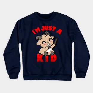 Funny Cute Kawaii Goat Selfie Funny Meme Gift For Kids Crewneck Sweatshirt